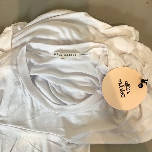 White cotton front ruffle shirt sleeve tshirt S - Picture 4 of 4